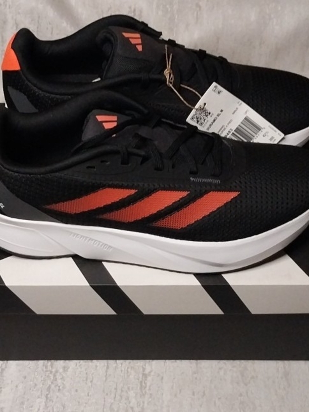 adidas Duramo SL Men's Sz 9 Running Shoes - Black with Orange Accents